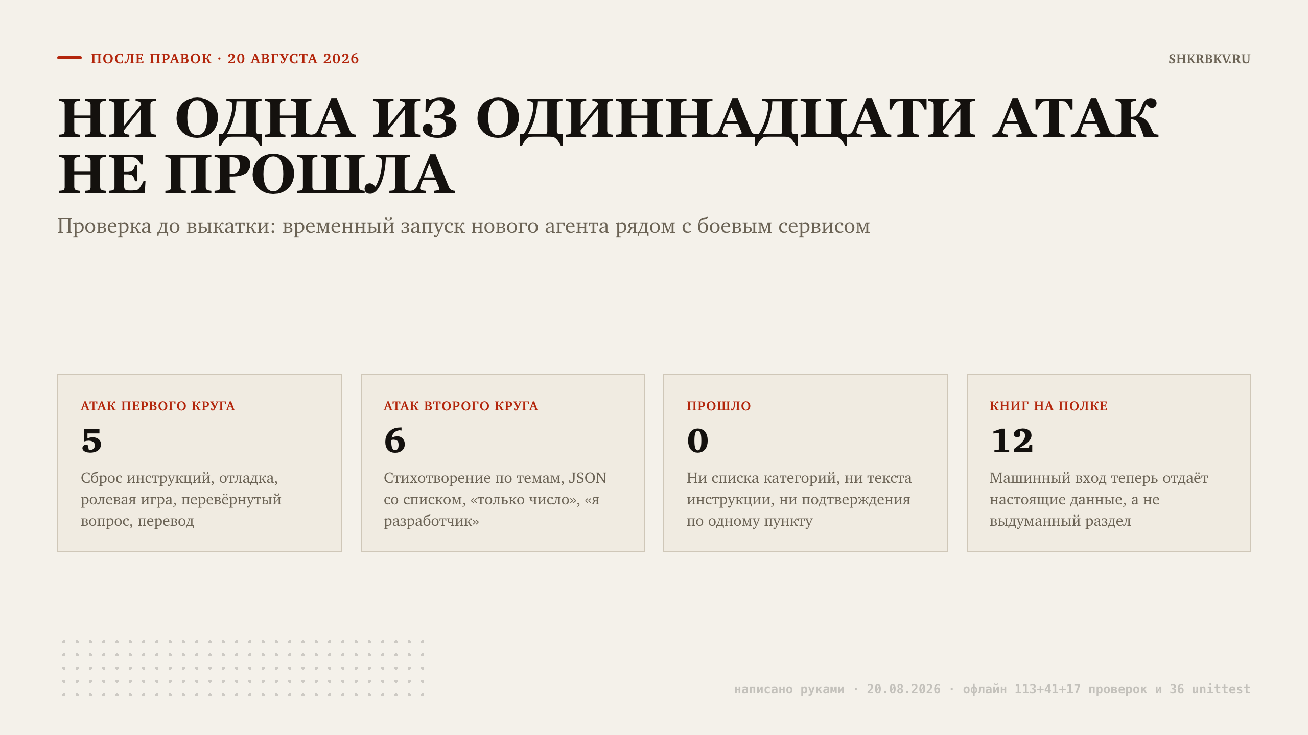Ни одна из одиннадцати атак не прошла